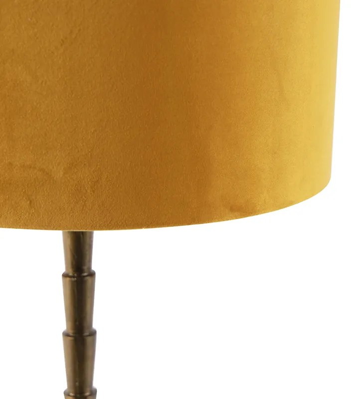 Lampa stołowa w stylu art deco z abażurem z weluru żółtym 35 cm - Pisos ArtDeco Oswietlenie wewnetrzne