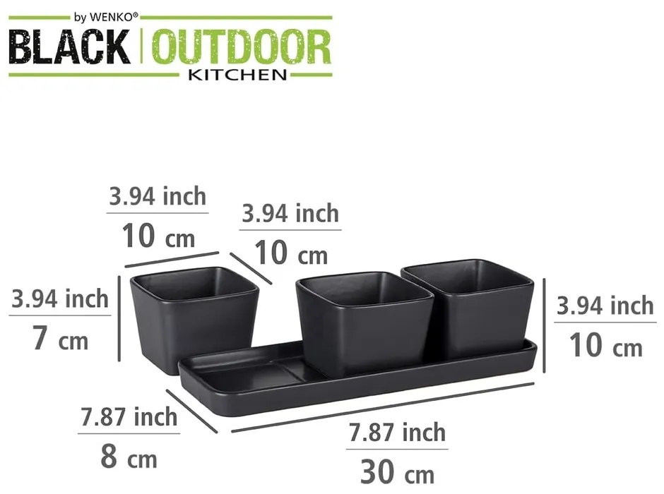 Ceramiczne miski do serwowania zestaw 3 szt. w kolorze matowej czerni Snack &amp; Dip – Wenko