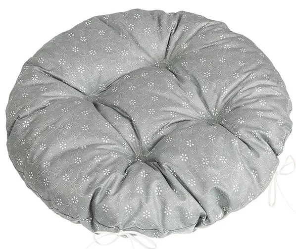 Bellatex Poduszka Adéla pikowana okrągła Pnący kwiatek szary, 40 x 40 cm