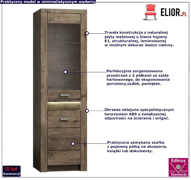 Półwitryna w kolorze jesion ciemny - Filin 5X