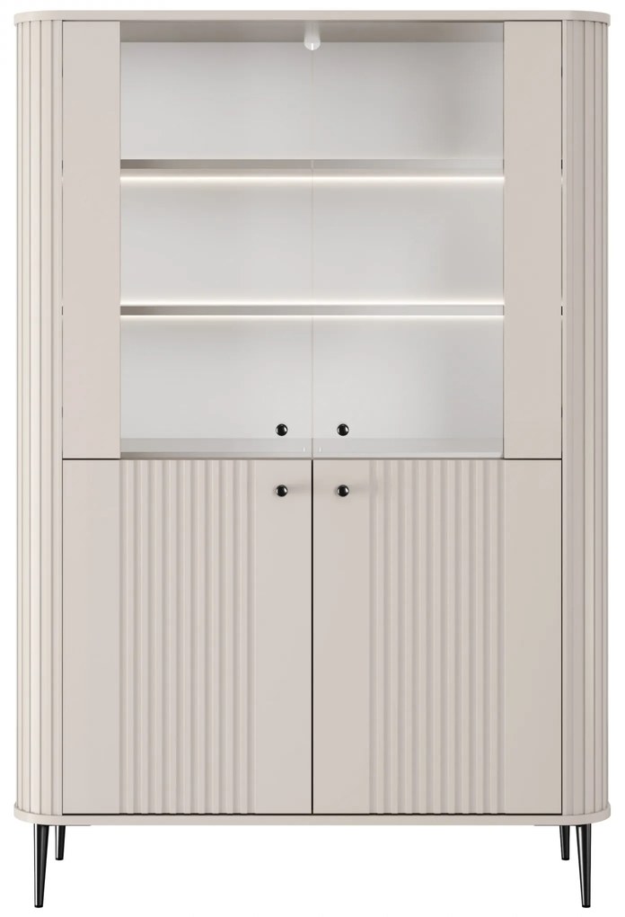 Witryna Vesper 103 cm czterodrzwiowa - kaszmir / czarne nogi