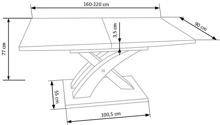 Stół SANDOR 2 160(220)x90 biały rozkładany HALMAR