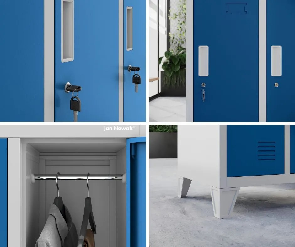 Metalowa szatnia 10-skrytkowa Bartek 136x45x172 cm szary/niebieski