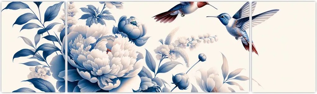 Obraz - Kolibry nad kwiatem (170x50 cm)