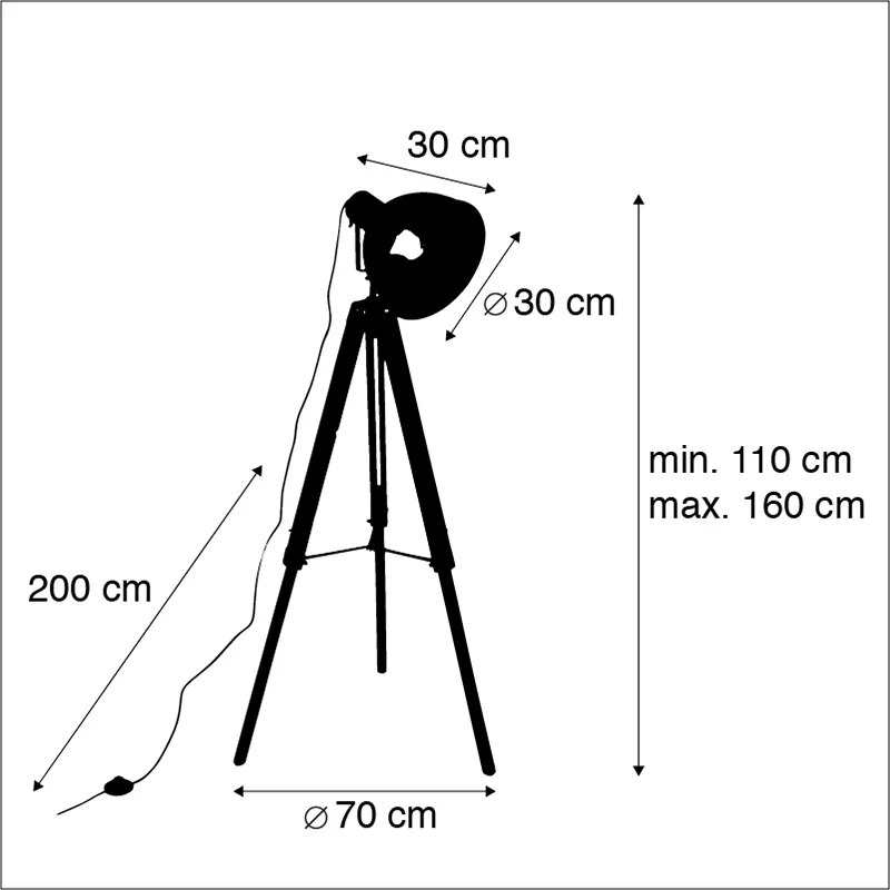 Inteligentna lampa stojąca na trójnogu w stylu industrialnym z drewna w kolorze szarym, w tym Wi-Fi A60 - Laos
