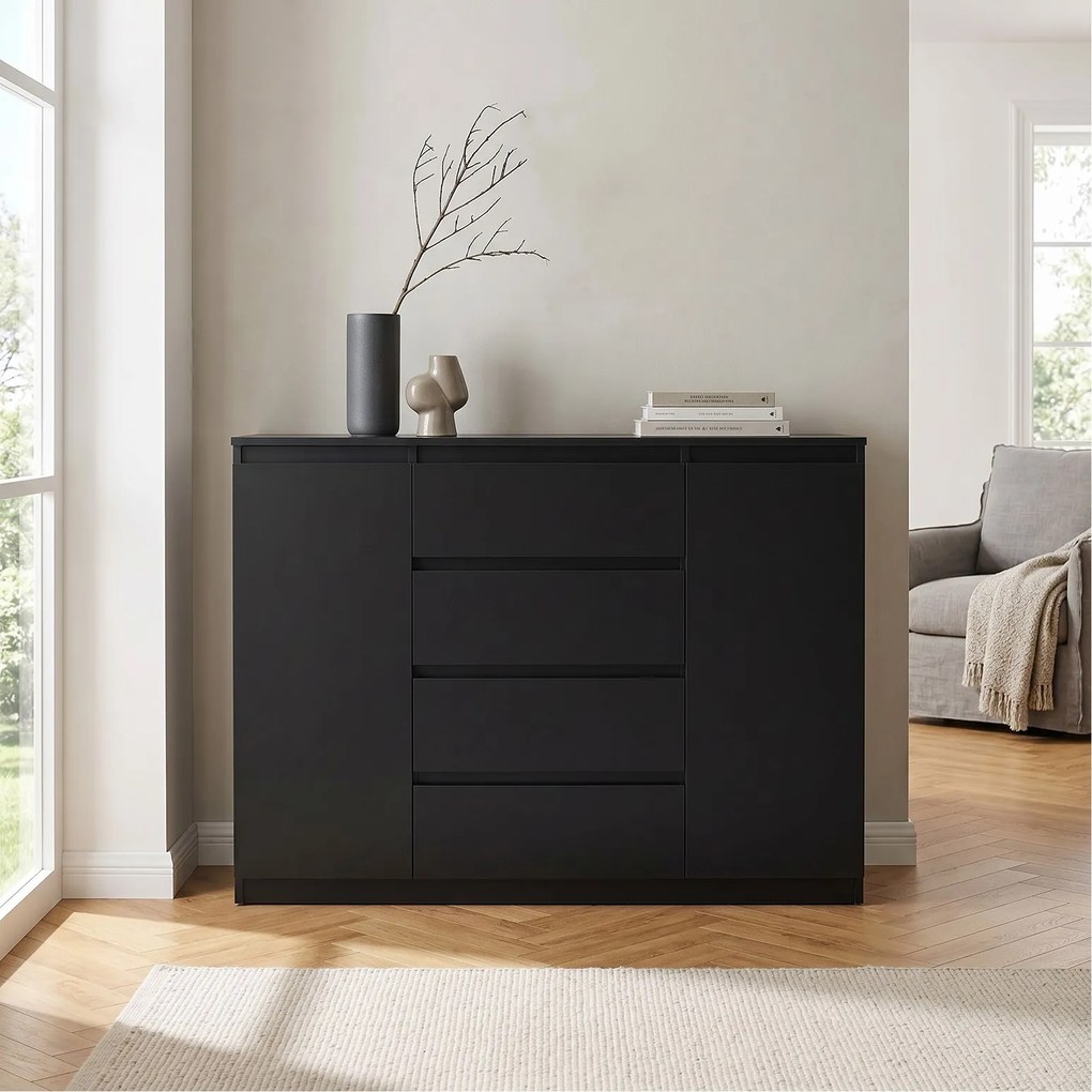 Komoda NUDO 138,5 cm do Salonu Sypialni Czarny