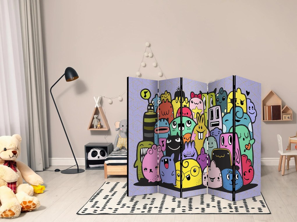 Parawan akustyczny Dla dzieci 225x172 cm 5-częściowy wielokolorowy ARTGEIST B