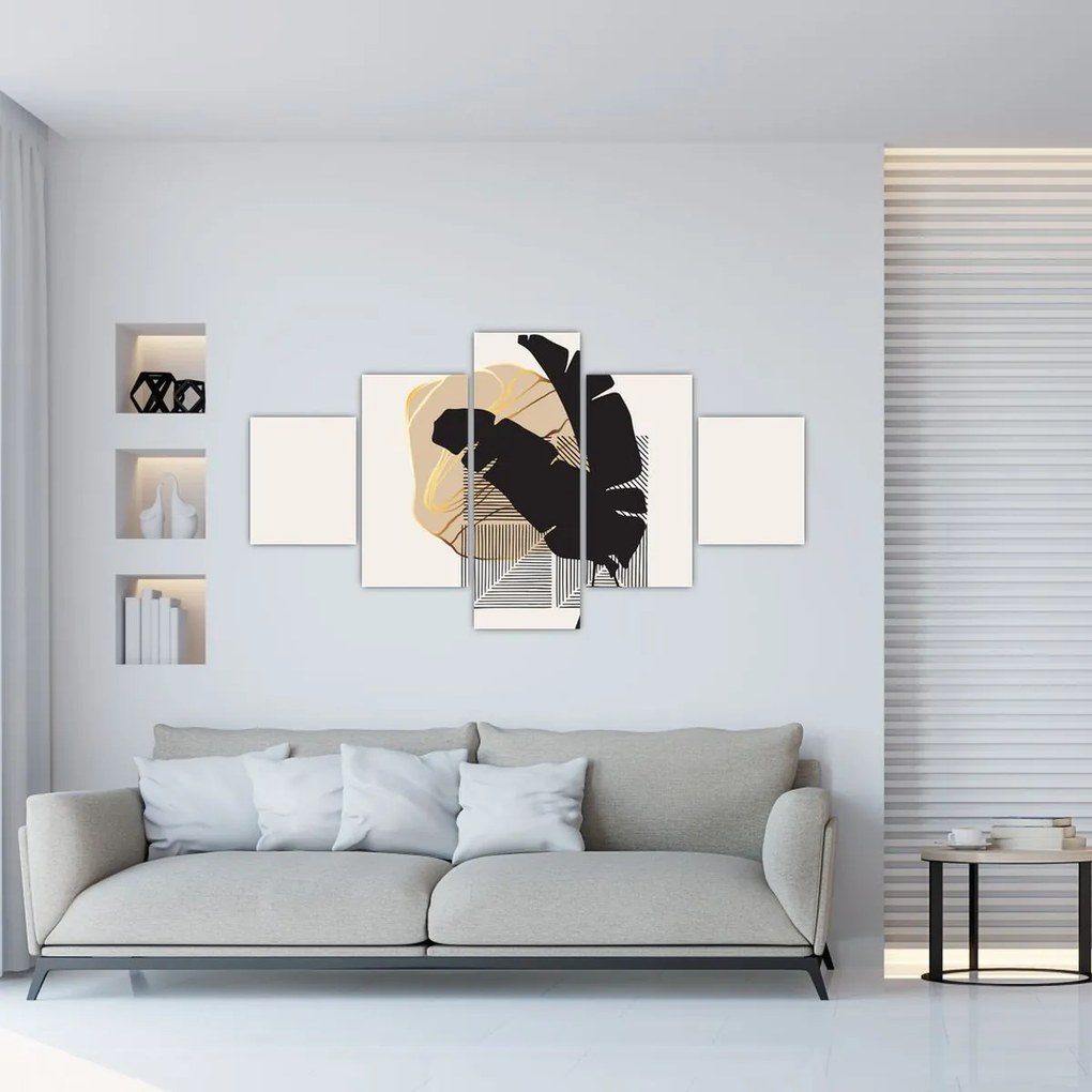 Obraz - Abstrakcja z tropikalnymi liśćmi N⁰4 (125x70 cm)