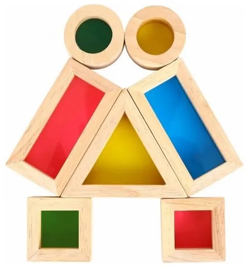 Tooky toy drewniane kolorowe klocki lustra zestaw 8 el. fsc