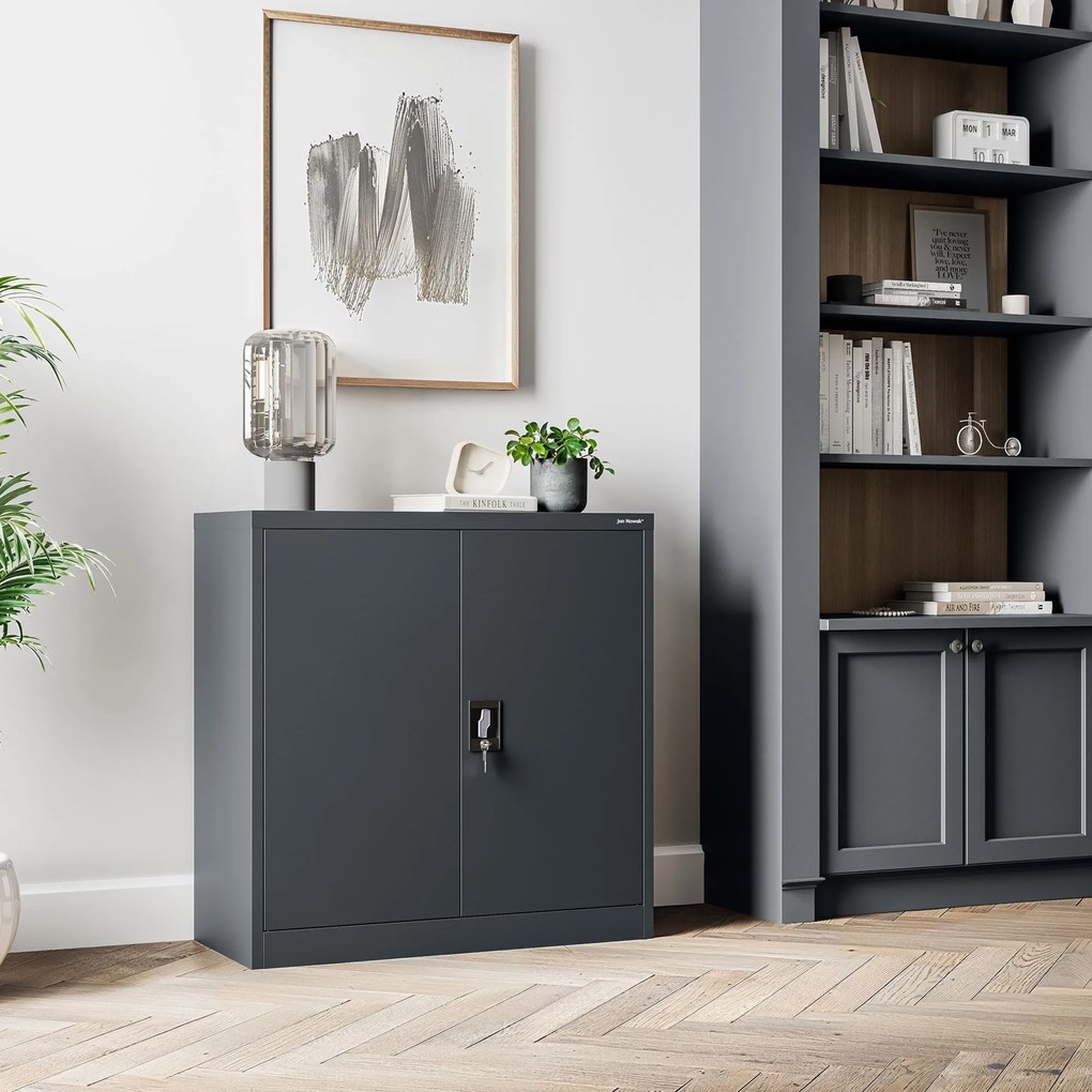 Szafka stalowa do biura BEATA, 900 x 930 x 400 mm, antracytowa