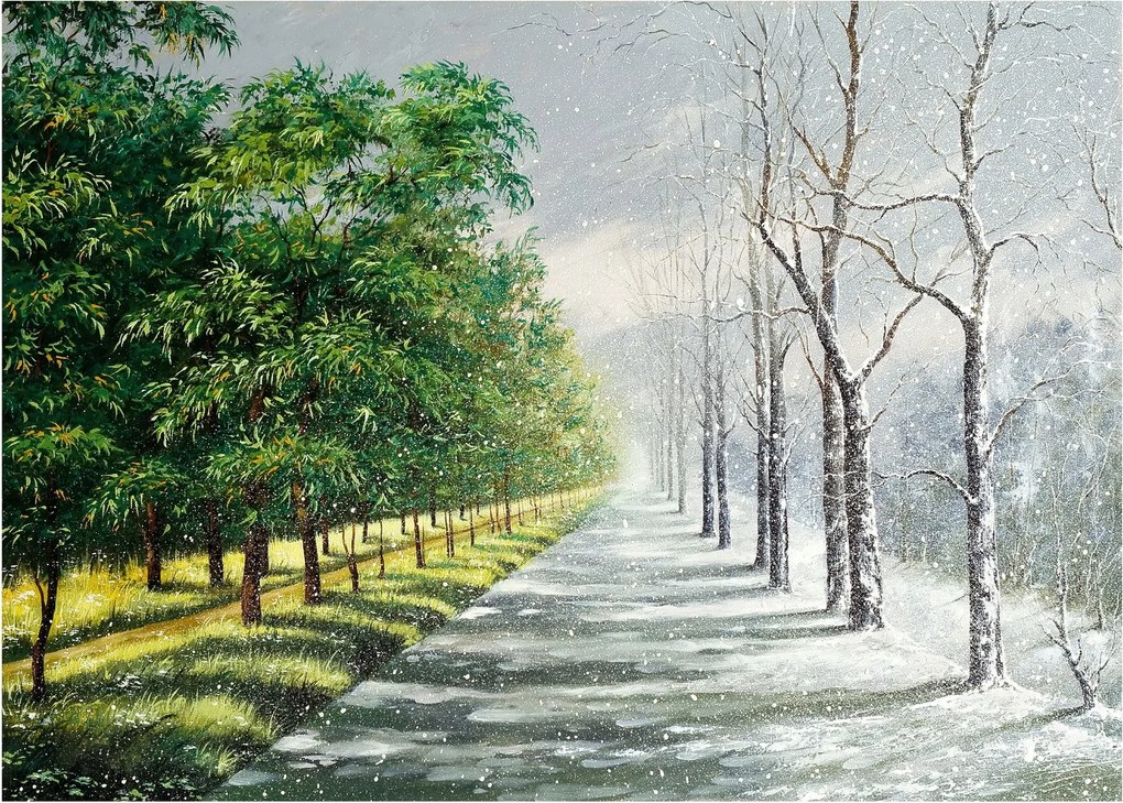 Obraz na szkle - Zima kontra lato (70x50 cm)