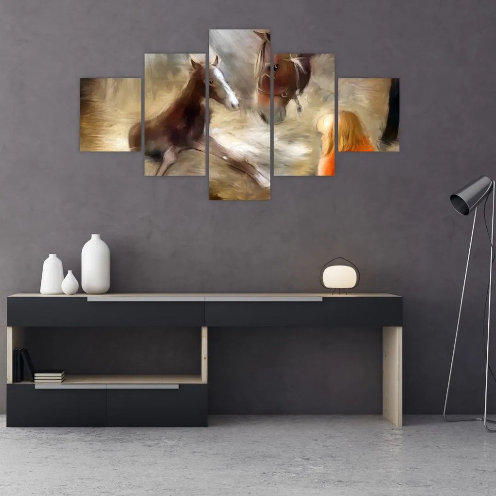 Obraz - Witaj na świecie, źrebaku (125x70 cm)