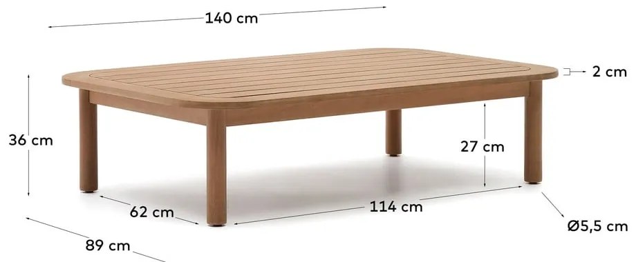Stolik z litego drewna eukaliptusowego w naturalnym kolorze 89x140 cm Sacova – Kave Home