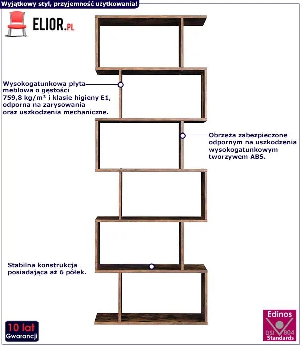 Brązowy Skandynawski Regał Stojący C8-N75