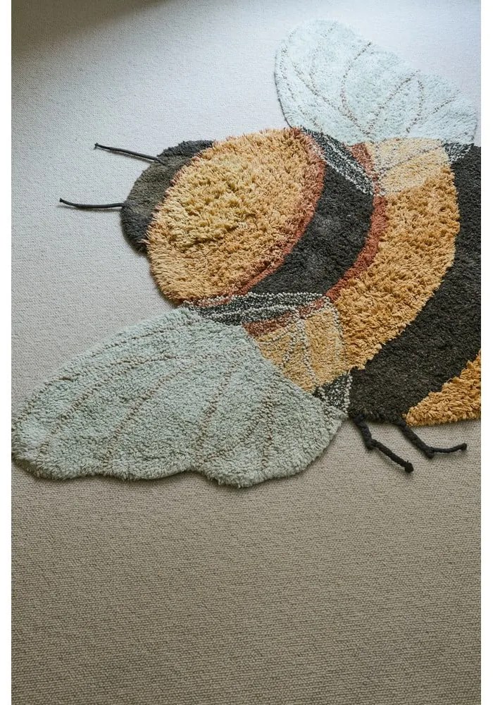 Żółty bawełniany dywan dziecięcy tkany ręcznie odpowiedni do prania 115x150 cm Bee – Lorena Canals