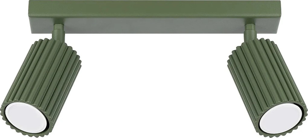 Lampa Sufitowa Minimalistyczny Karbon, Aluminium - 2 Źródło - L.30 X H.16.5 Cm - Zielony Oliwkowy
