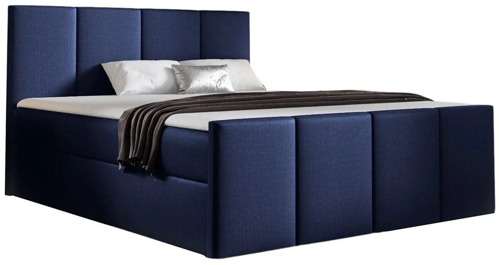 Granatowe welurowe łóżko kontynentalne 5 rozmiarów L0-R31