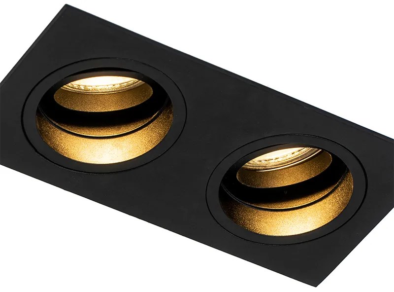 Inteligentny reflektor wpuszczany czarny prostokątny regulowany z 2 WiFi GU10 - Chuck Nowoczesny Oswietlenie wewnetrzne