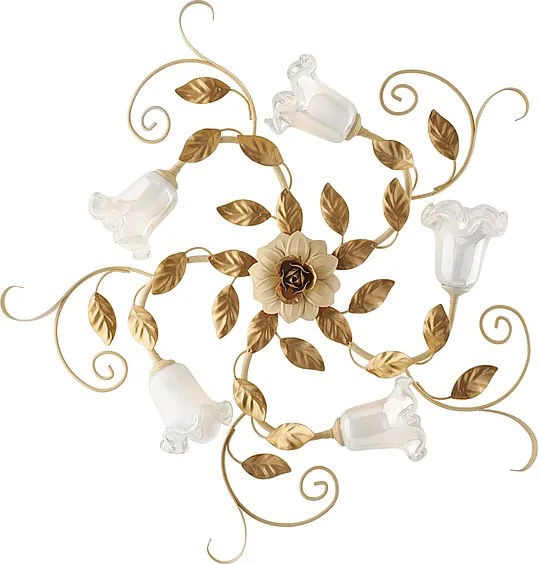 Lampa sufitowa w koszyku z żelaza lakierowanego na kolor kości słoniowej z 5 światłami H.17 Ø80 BL274-PL5-AV