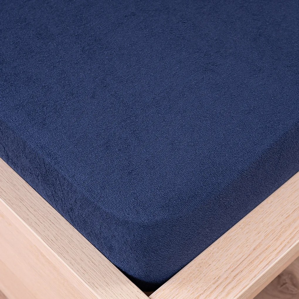 4Home Prześcieradło frotte ciemnoniebieski, 160 x 200 cm