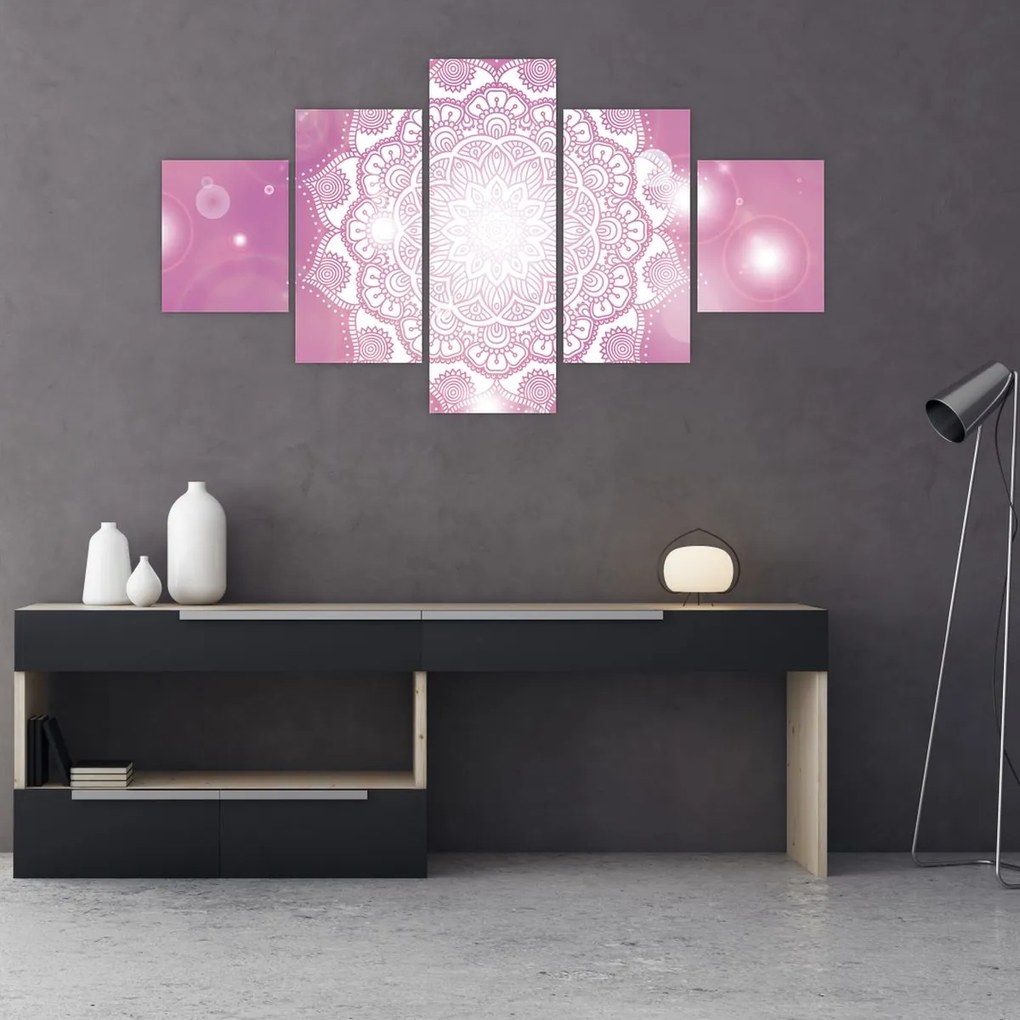 Obraz mandali na różowym tle (125x70 cm)