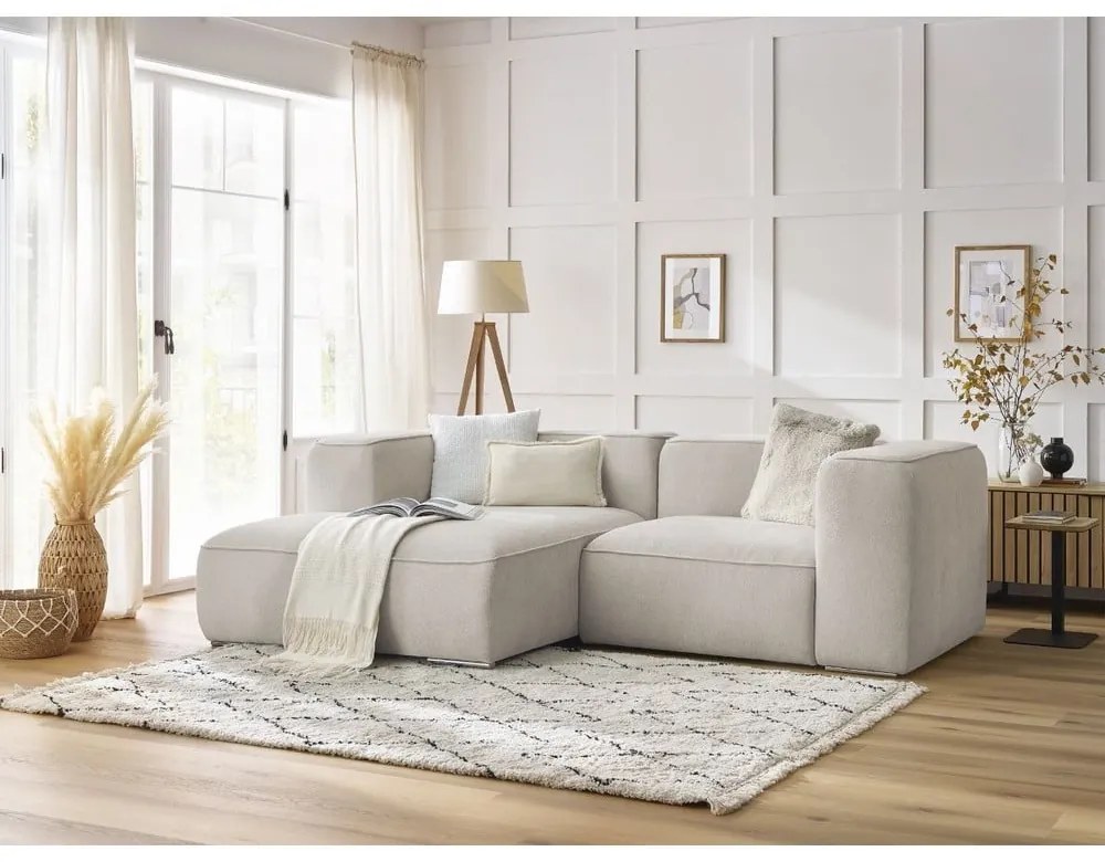 Beżowy narożnik z materiału bouclé (lewostronny) Zephyr – Bobochic Paris