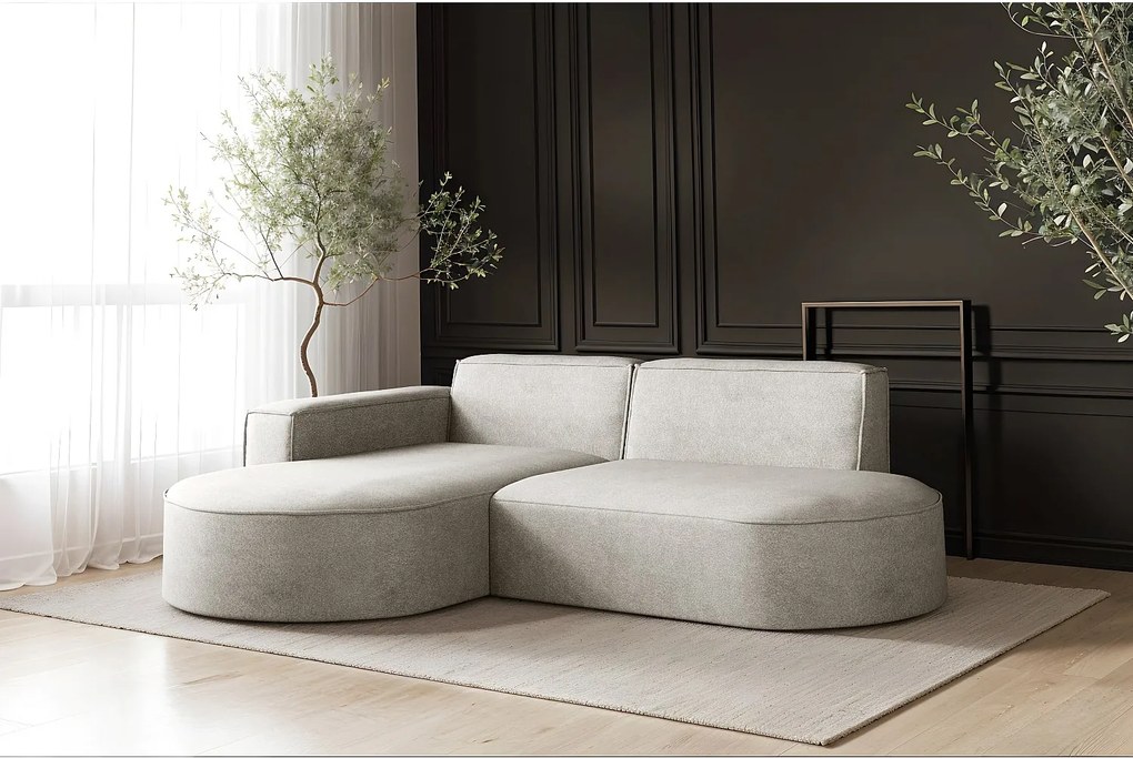 Narożnik w kształcie L Modena Studio, tkanina Salvador, Jasnoszary, Lewy