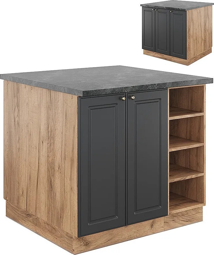 Wyspa kuchenna antracyt/złoty dąb power 90x60x82 fame-line