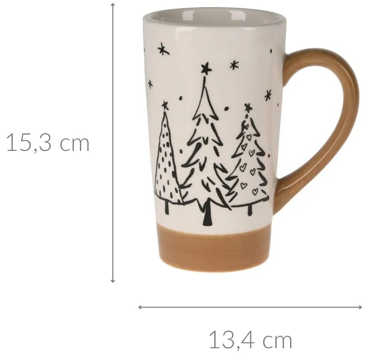 Duży zimowy kubek z motywem choinek, 520 ml