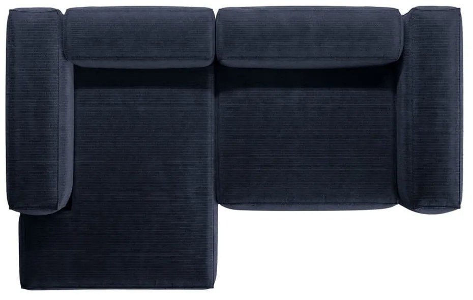 Ciemnoniebieski sztruksowy narożnik (lewostronny/z szezlongiem) Bergamo – Cosmopolitan Design