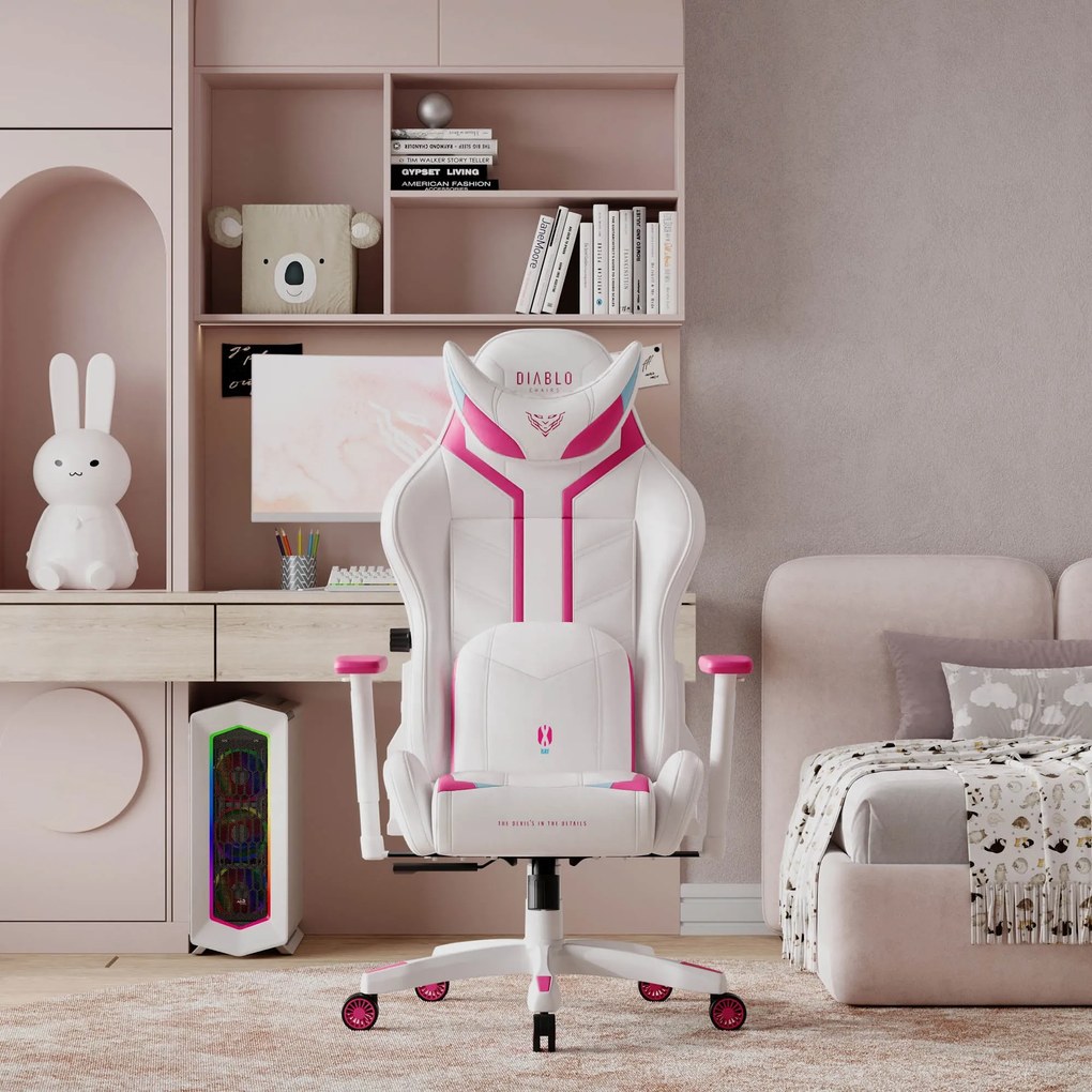 Fotel Gamingowy Diablo X-RAY 2.0 Small Size, biało-różowy