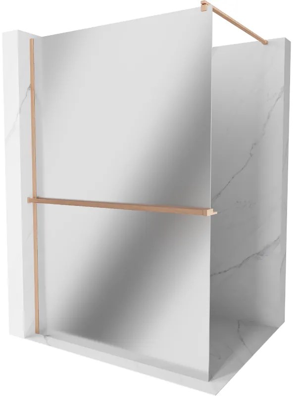 Mexen Kioto+ ścianka prysznicowa z półką Walk-in 80 x 200 cm, lustro, miedź szczotkowana - 800-080-121-65-50