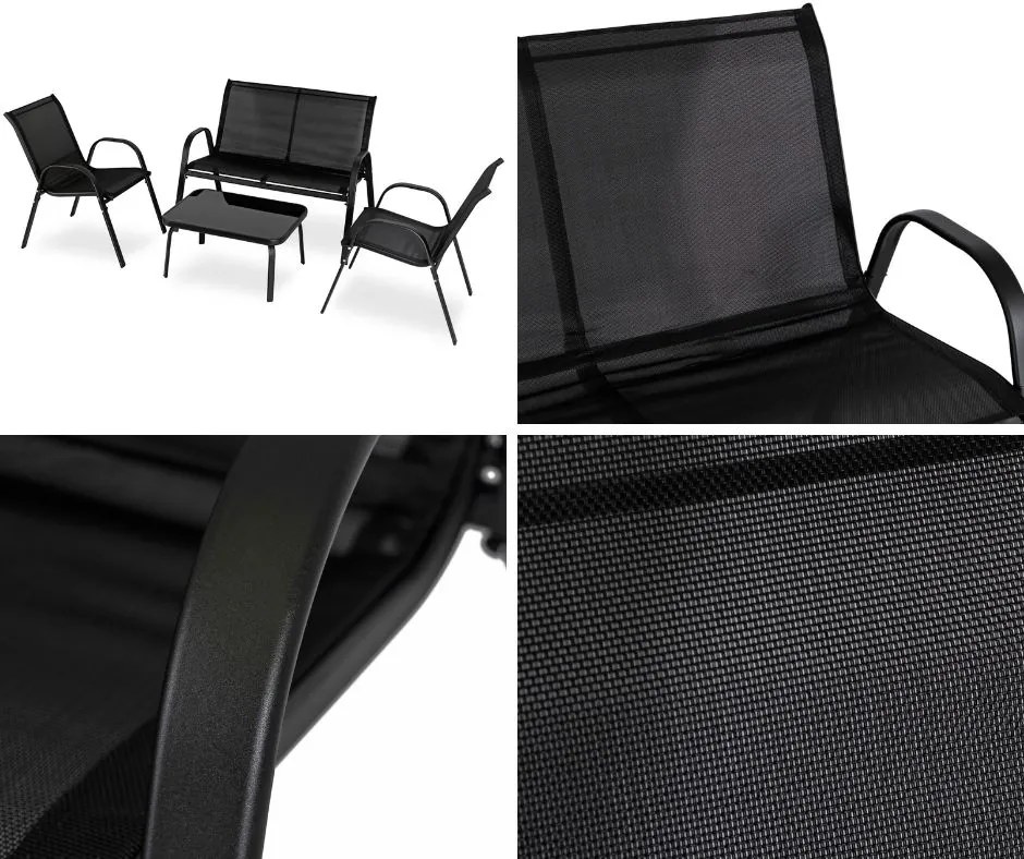 Mały zestaw mebli ogrodowych ze stolikiem Minnesota, czarny