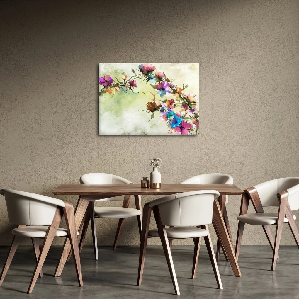Obraz - malowidło pnącej się kwiaty (70x50 cm)