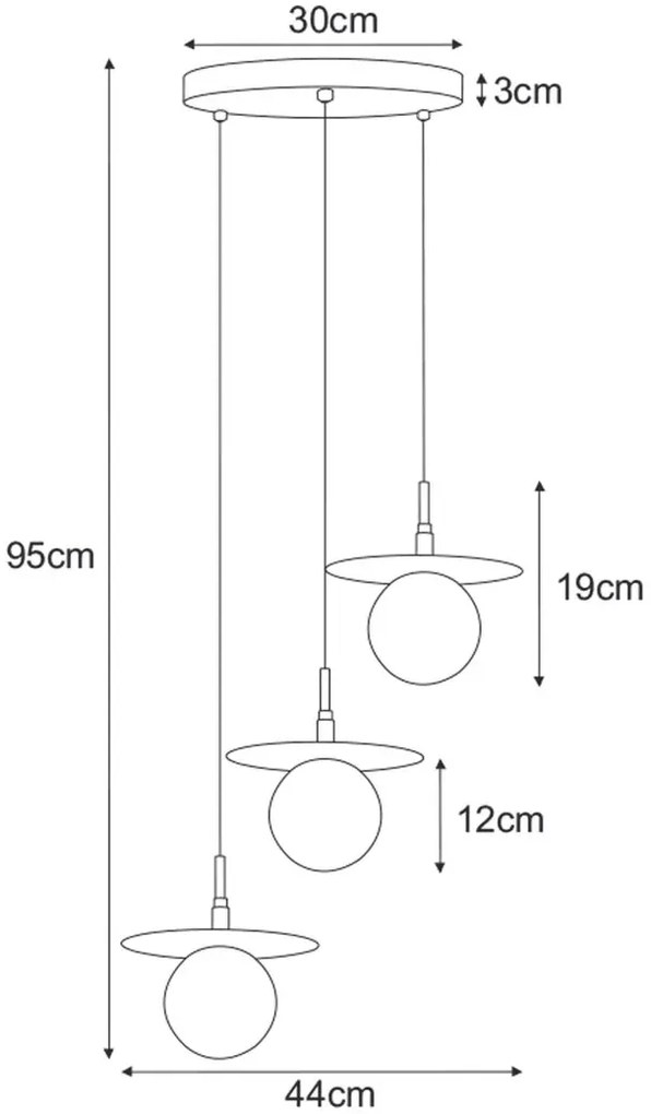 Potrójna lampa wisząca z regulowanymi kloszami - A702-Anea