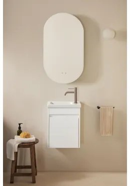 Zestaw Wiszących Mebli Łazienkowych Zintegrowany Z Umywalką Narek Biała & Owalny Z Miejscem Do Przechowywania Czarny - Sklum