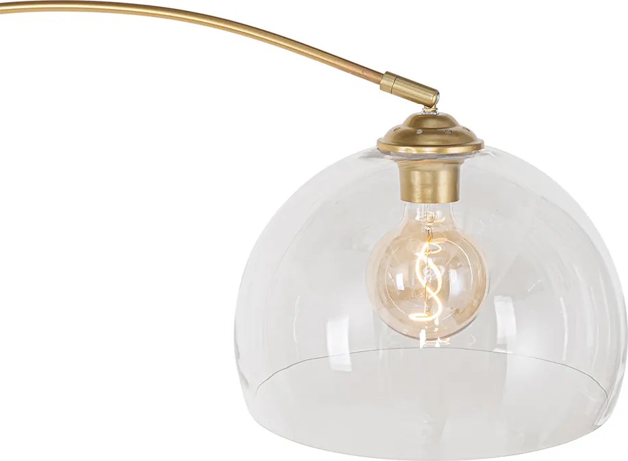 Nowoczesna lampa łukowa mosiądz z przezroczystym szkłem - Arc