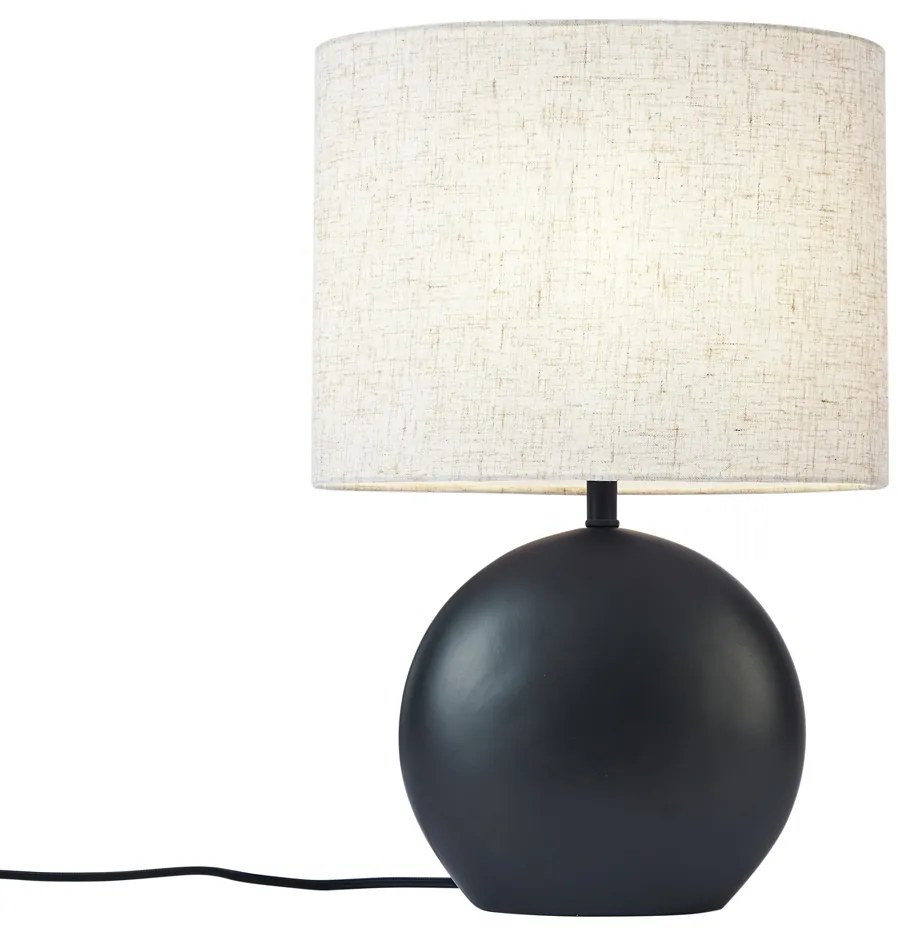 Lampa stołowa Japandi czarna z lnianym abażurem - Timo