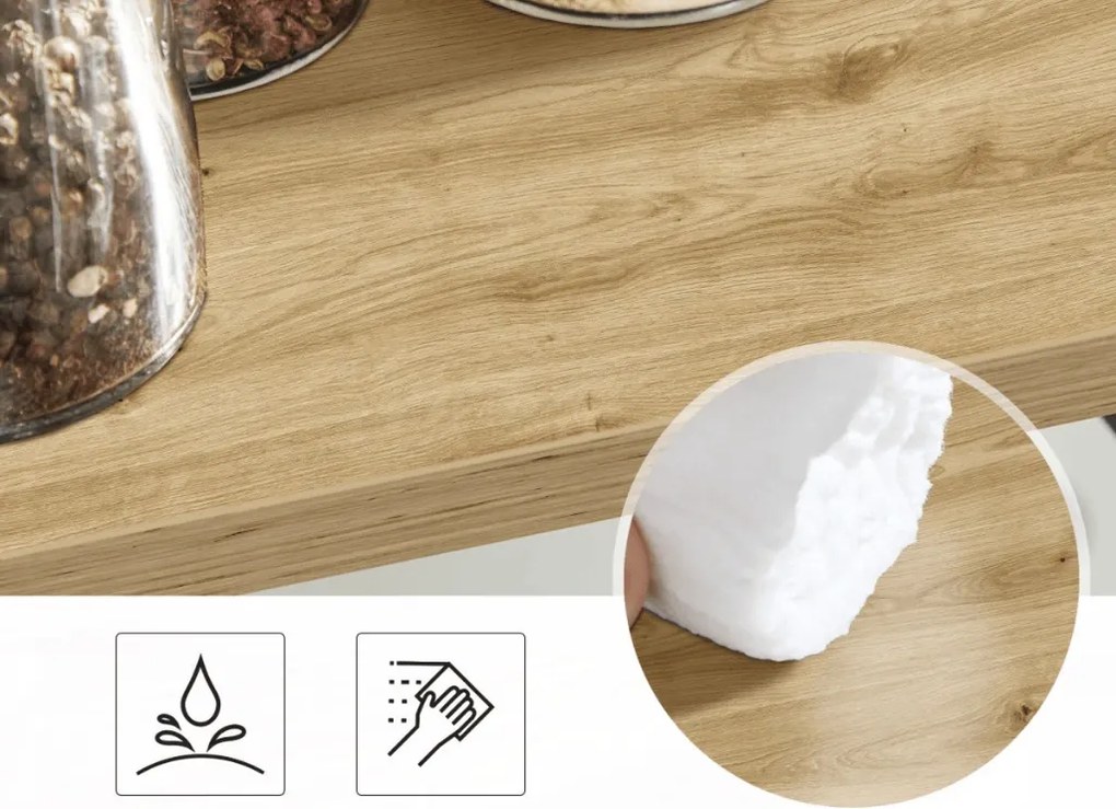 Półka na stół NORDEKO 41x41 cm, czarna / dąb artisan