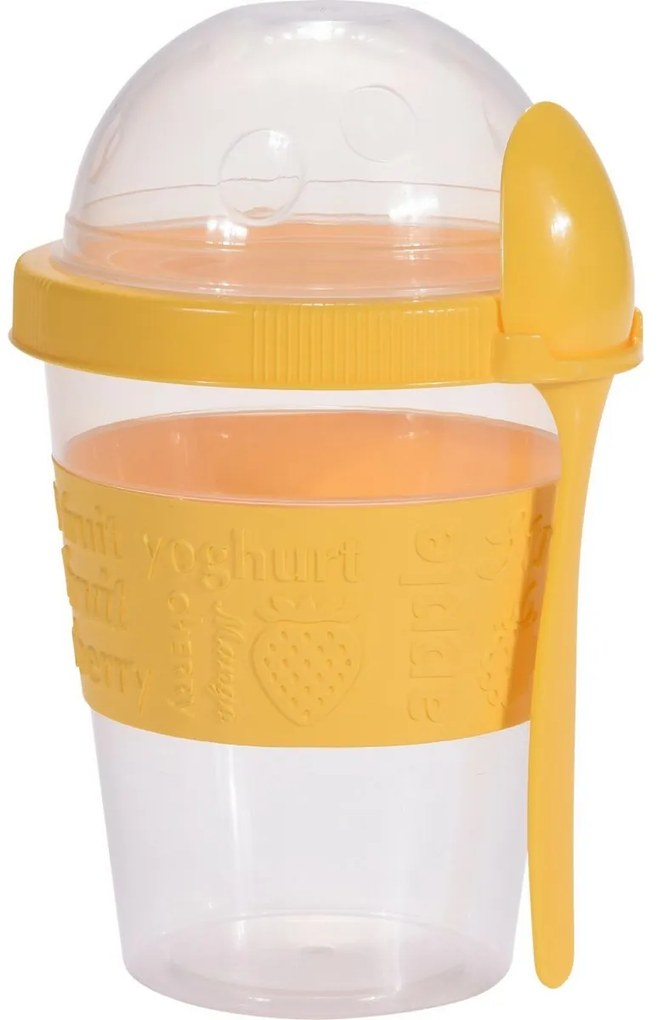 EH Kubek do jogurtu z łyżeczką, 600 ml,plastikowy, mix kolorów