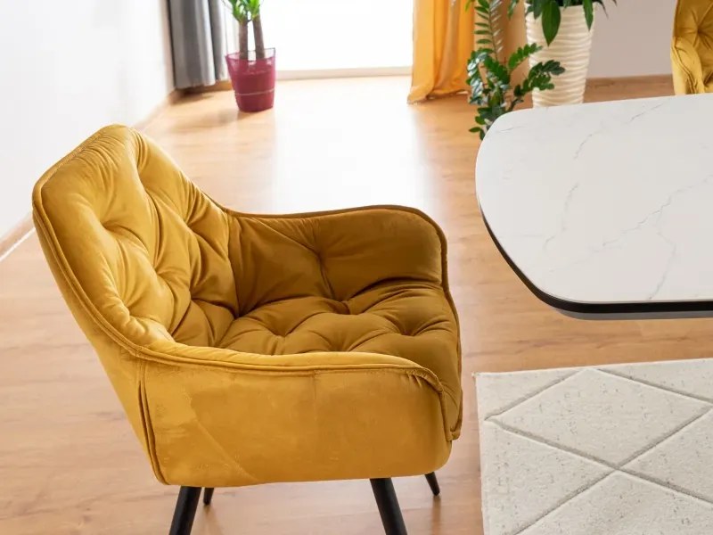 KRZESŁO CHERRY VELVET CZARNY STELAŻ/CURRY BLUVEL 68 SIGNAL