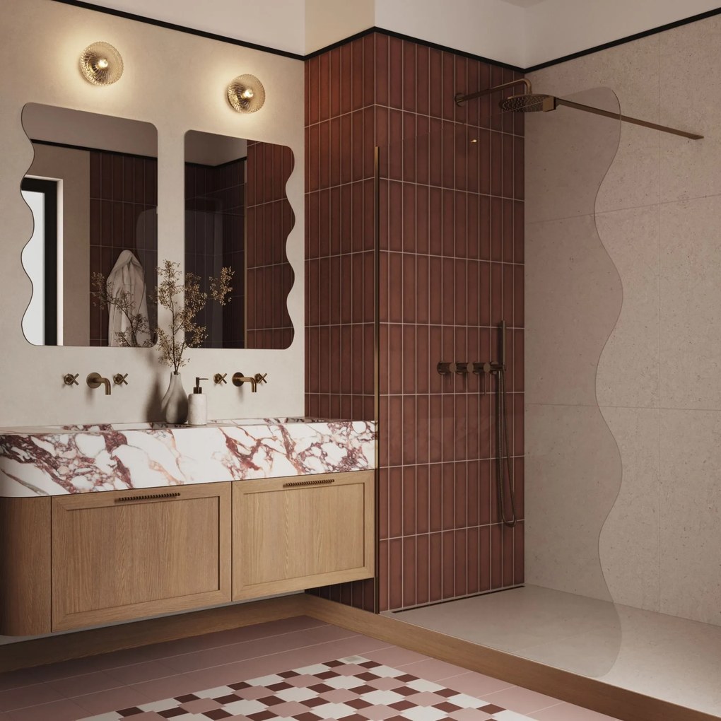 Ścianka prysznicowa Walk in fix szkło transparentne falowane 8mm MOLIS Wave Clear MASSI | Różne rozmiary : Kolor profili kabiny - czarny, Szerokość ścianki - 70 cm, Typ montażu - WALK in FIX (Do ściany)