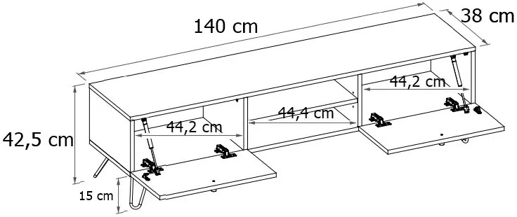 Szafka RTV w stylu loft dąb craft - Zorina 10X