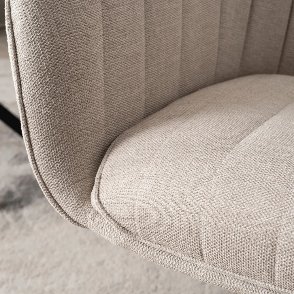 Krzesło Tapicerowane Obrotowe do Salonu MUMBAI Kremowe Nowoczesne