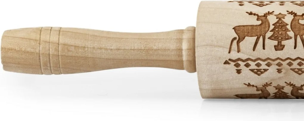 Toro Drewniany wałek z dekorem Renifer, 38  cm
