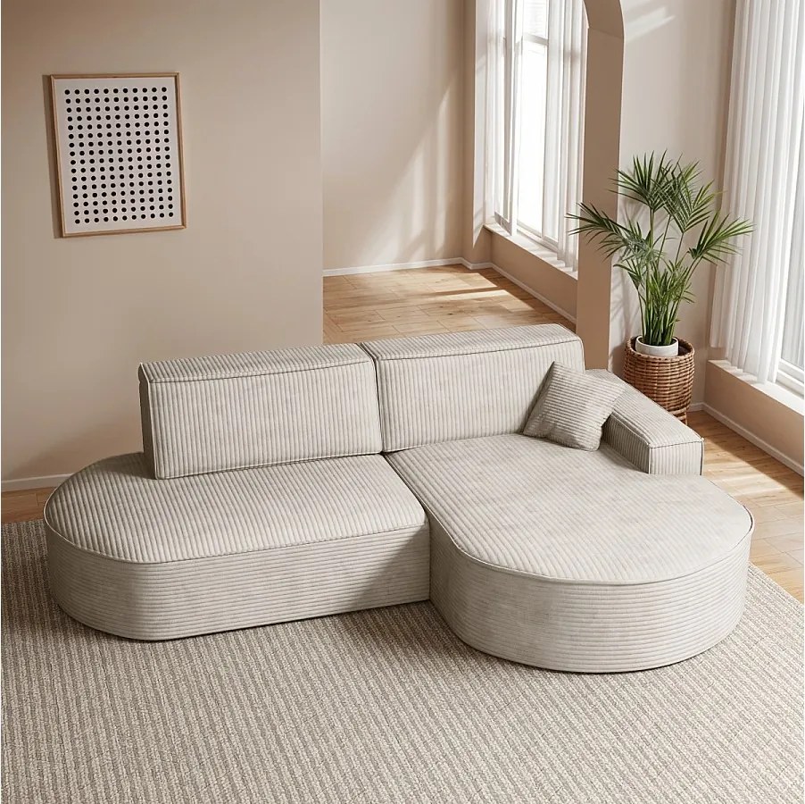 Narożnik Modena Pro, tkanina Poso, Beżowy, Prawy