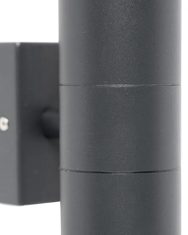 Zewnetrzna Lampa ścienna zewnętrzna ciemnoszara 2-światłowa IP44 - Duo Nowoczesny Oswietlenie zewnetrzne
