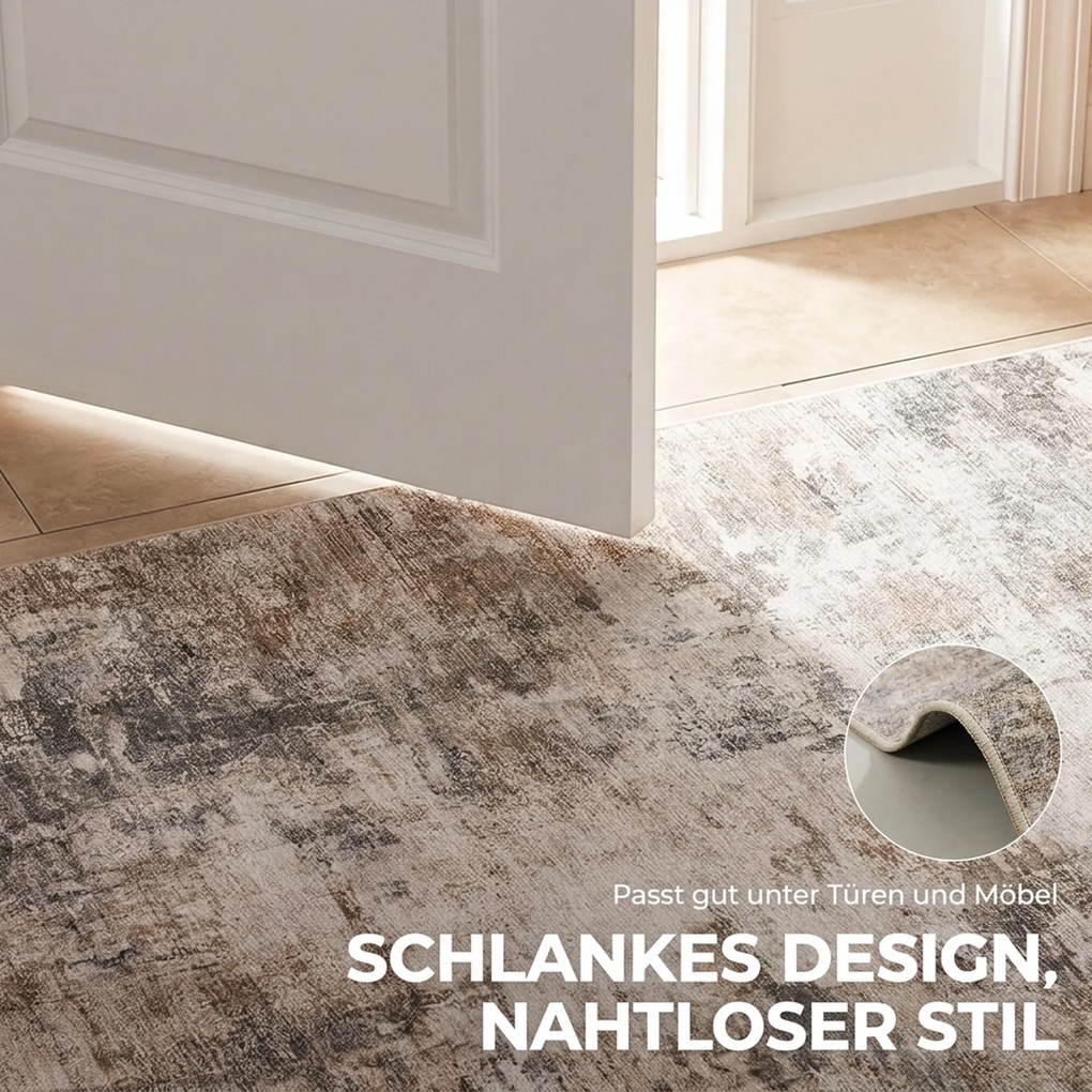HOMCOM Dywan do salonu, poliester, nowoczesny artystyczny wzór, pralny, brązowy | Aosom PL