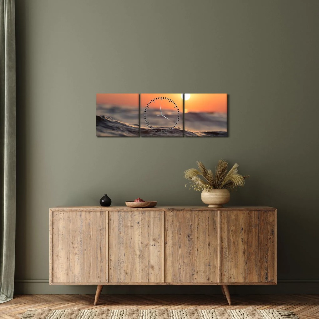 Obraz powierzchni wody (z zegarem) (90x30 cm)