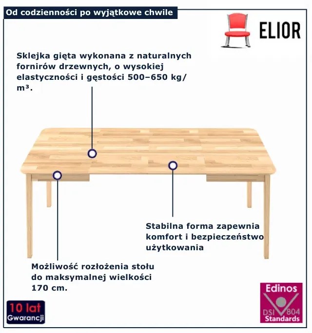 Rozkładany drewniany stół dąb miodowy F9-A63